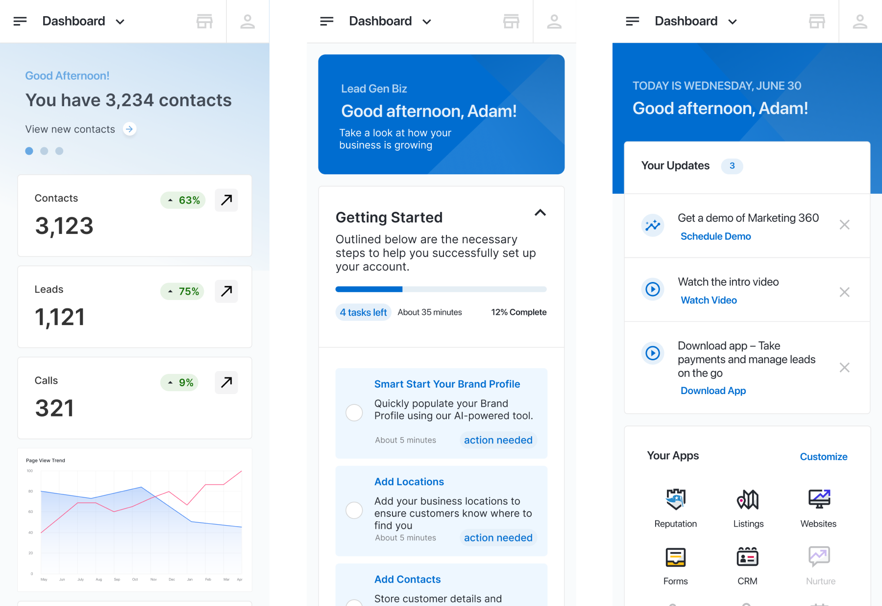 Dashboard and navigation mobile