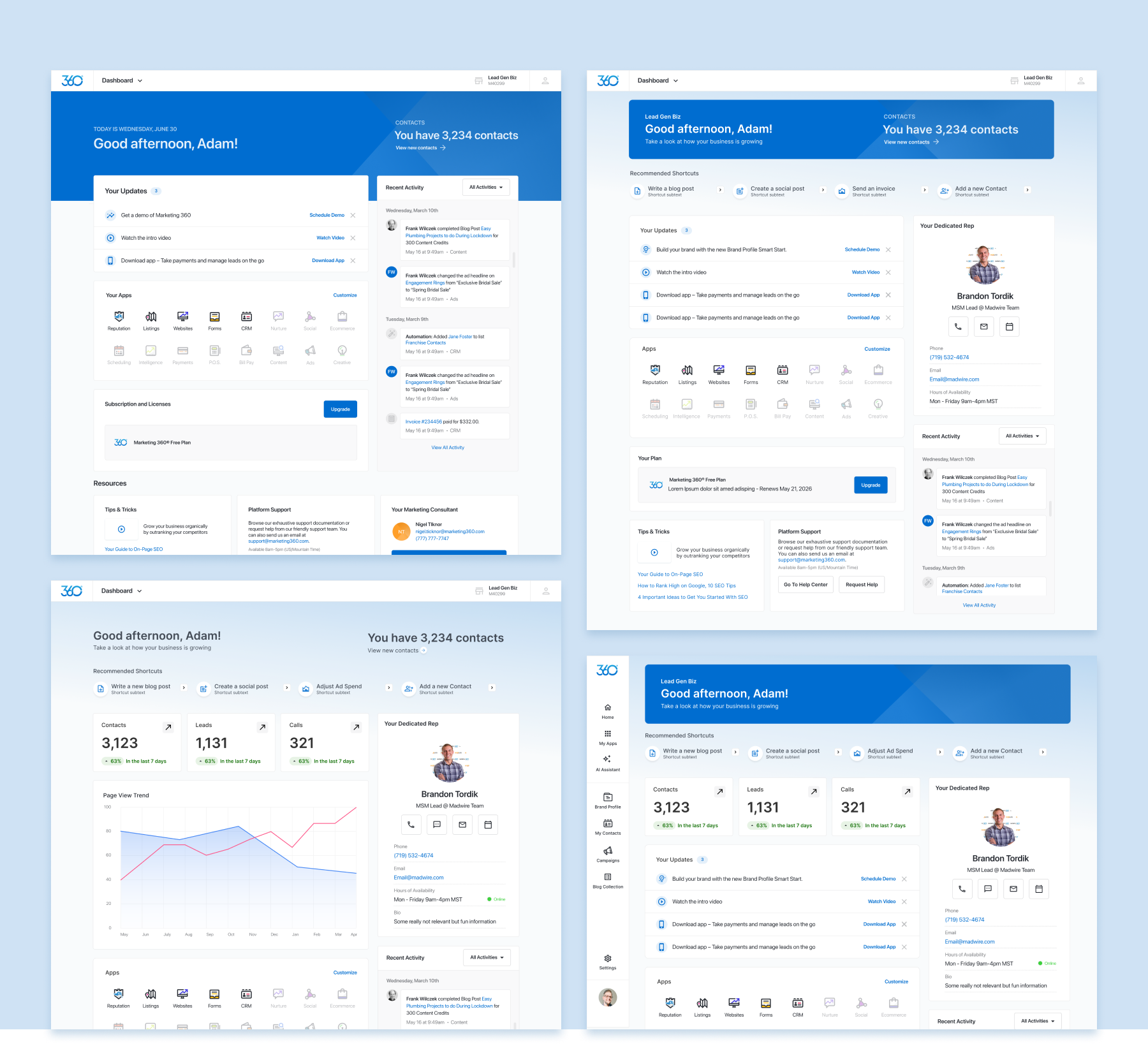 Dashboard and navigation evolution