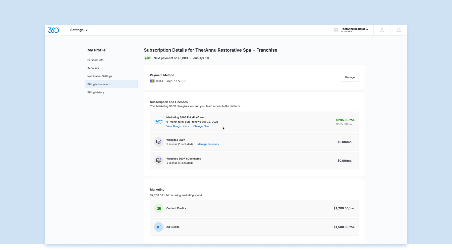 Settings and user account tools