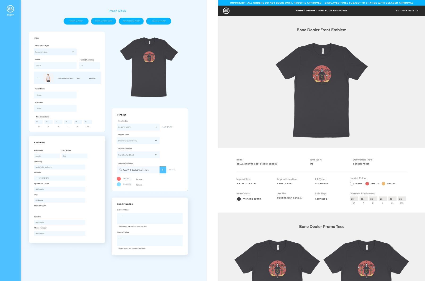 Internal print proof generation