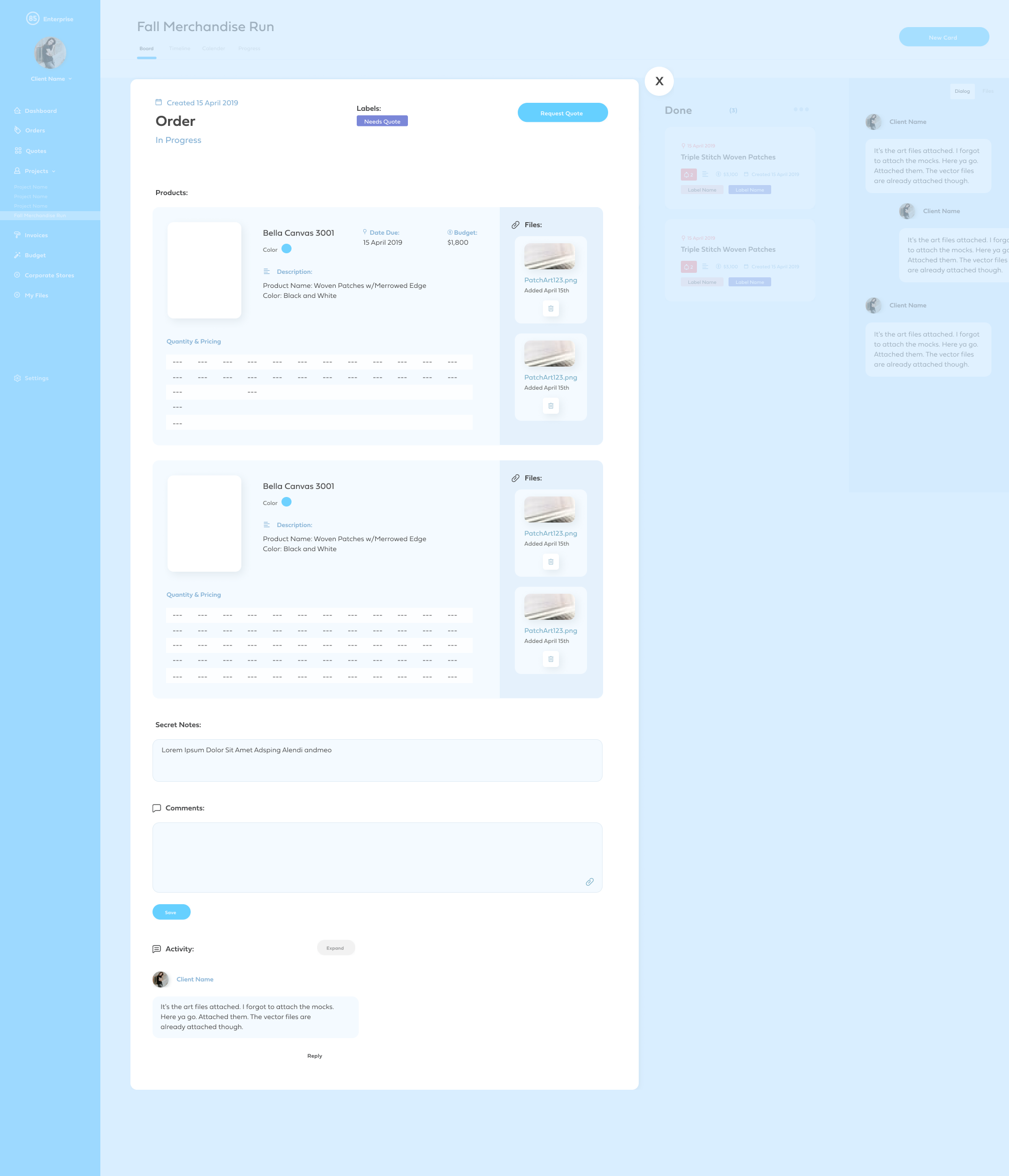 Custom kanban order board