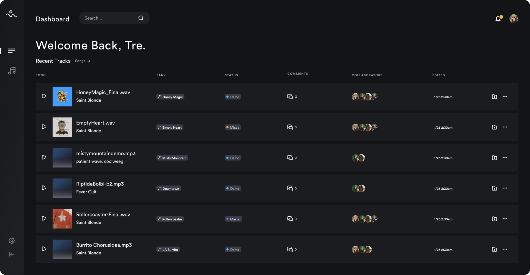Wayv — landing dashboard