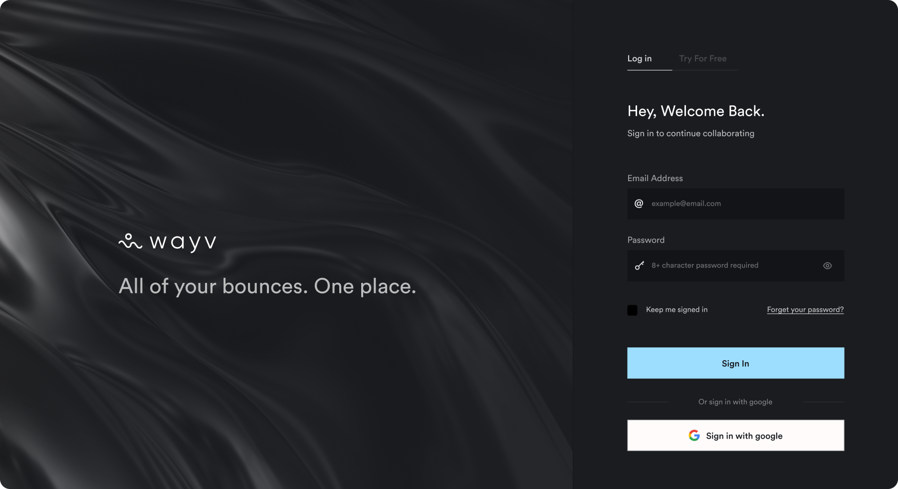 Wayv — login screen